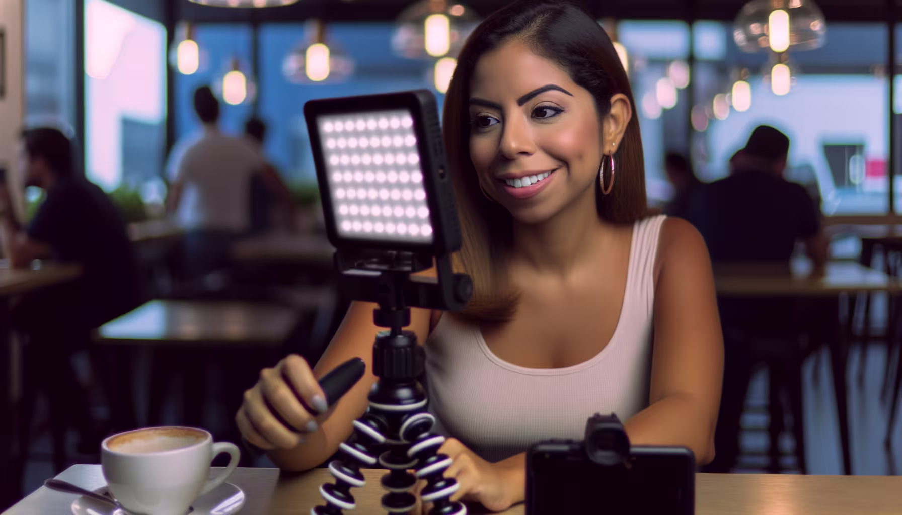 In der heutigen digitalen Welt verschmelzen Arbeit und Leidenschaft oft nahtlos. Ob beim gemütlichen Kaffeetrinken im Café oder unterwegs – kreative Köpfe nutzen moderne Technik, um ihre Geschichten zu teilen, Tutorials zu erstellen oder einfach mit ihrer Community in Kontakt zu treten. Mit der richtigen Ausrüstung, wie einer kompakten LED-Leuchte und einem Smartphone, wird jeder Ort zu einem potenziellen Studio für Vlogs, Live-Streams oder digitale Inhalte. Es ist die Freiheit, jederzeit und überall aktiv zu sein und die eigene Marke aufzubauen. **Alternativtext:** Eine lächelnde junge Frau in einem Café richtet eine LED-Videoleuchte und ein Smartphone für eine Aufnahme ein, mit einer Tasse Kaffee auf dem Tisch.